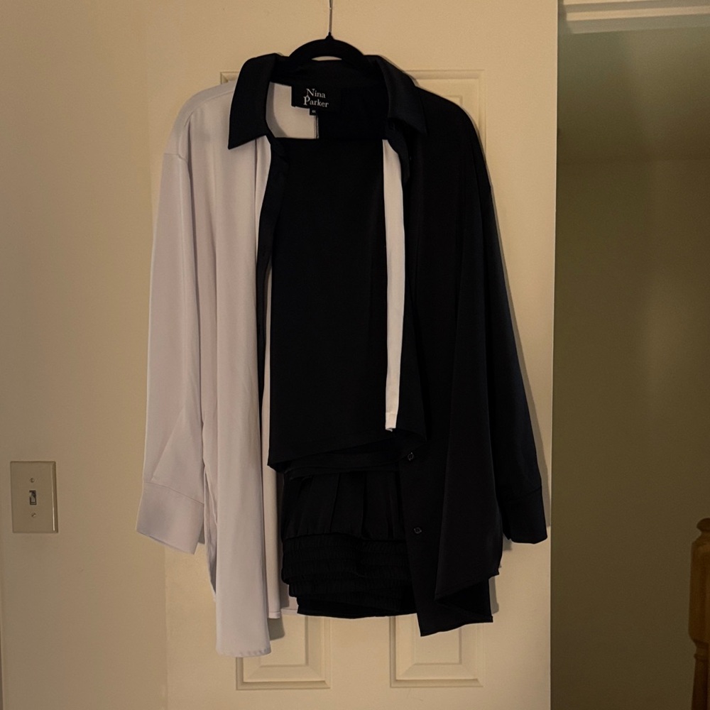 Parker Elegant Black and White Blouse